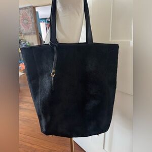 Mark & Graham Black Tote Bag Real Leather Cow Hide Like New Condition